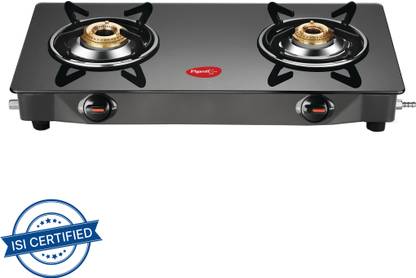 Pigeon Brunet Stainless Steel, Glass Manual Gas Stove  (2 Burners)
