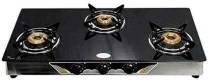 LAXMI 3 burner black glass top gas stoves Glass Manual Gas Stove
