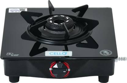 CELLO Hexa Manual Ignition Black Aluminium Alloy Burner Toughened Glass Iron Manual Gas Stove