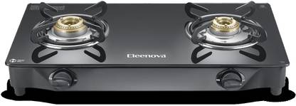 Eleenova Reflex Heavy Brass Burner with Toughened Glass, Stainless Steel, Aluminium Manual Gas Stove