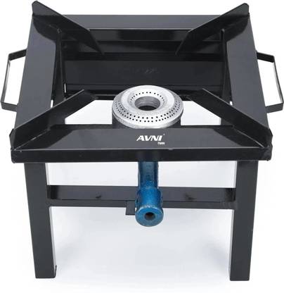 Avni M.S Square Single Burner Gas Stove Powder Coated Bhatti (Chula) (Medium) Iron Manual Gas Stove