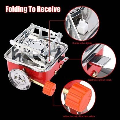 PR CREATION Portable Gas Stove Mini Portable Square-Shaped 2800W Gas Butane Burner Stainless Steel Manual Butane Gas Stove