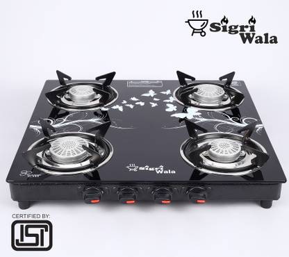 Sigri-wala Tornado Delux Design ISI Certified Glass Manual Gas Stove  (4 Burners) at Rs. 1949