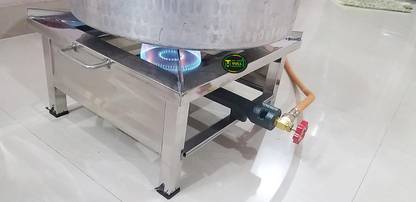 NETVULL Single Burner Stainless Steel Square Chulha Canteen Bhatti Commercial Stainless Steel Manual Gas Stove