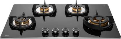Kaff BLH 804 | Auto Ignition |Full Brass High Efficiency Burners with FFD | Glass Automatic Hob