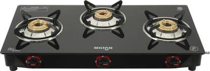 MILTON Premium Black Glass Manual Gas Stove