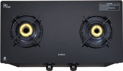 Elica CREST 266 NERO Glass Manual Gas Stove