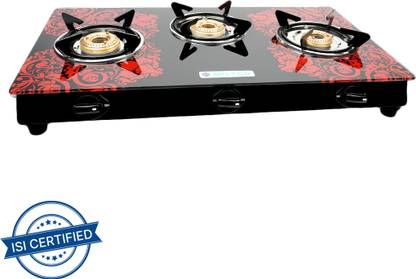 Premium Ignition LPG Stove - (ISI Certified, Door Step Service) Red ग्लास मैनुअल गैस चूल्हा