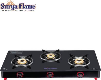 Suryaflame Smart (Pipeline Gas Stove) 2 Year Doorstep Service Glass Manual Gas Stove