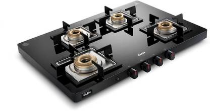 Glen Ultra Slim Glass Gas Stove 1 High Flame 3 Forged Brass Burner,CT1047USBLAI, Glass Automatic Gas Stove