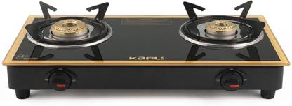 KAPLI Toughened Glass Gas Stove Cooktop Manual| High Efficiency Cast Iron For LPG Glass Manual Gas Stove