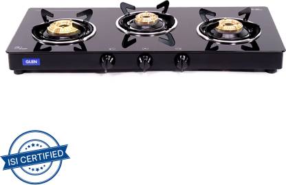 Glen 1033 GT BB Glass Gas Stove with Brass Burner ,2years warranty, Glass Manual Gas Stove