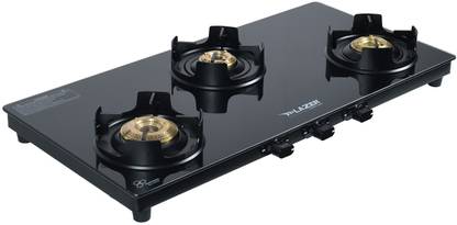 Lazer Slimo Cooktop, Heavy Pan support, Heavy Brass Burner and Toughened Ultra Slim Glass Manual Gas Stove