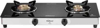 Sunflame Crystal Nova 2 Burner SS Glass Manual Gas Stove