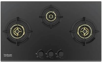 Hindware Hazel 3B 75CM | Dual Brass Burner | Glass Automatic Hob