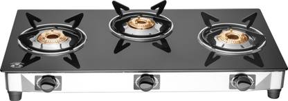 COOKSHINE byCookshine Smart ISI Marked LPG Gas Stove with Toughened (2 Big and 1 Small Burner) Glass Manual Gas Stove