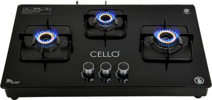 CELLO Crysta Manual Ignition Hob Top 8 MM Glass Manual Gas Stove