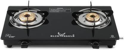 Blue eagle 2 Burner Manual Compact with Toughened Glass Gas Stove High Efficiency Glass Manual Gas Stove