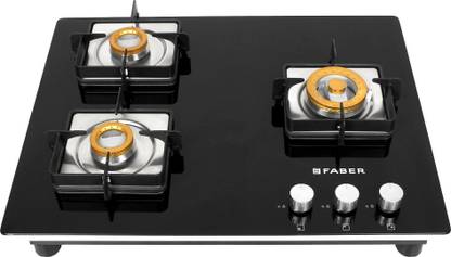 FABER HTG 653 CRS BR CI |Brass Burners| Square CI Finish Pan support | Glass Automatic Hob