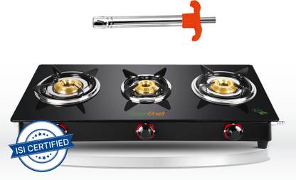 Greenchef Ebony with Lighter Glass Manual Gas Stove  (3 Burners) at Rs. 1399
