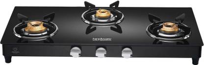 Hindware Smart Appliances ARMO Plus GL 3B BLK Glass Manual Gas Stove