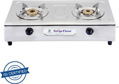 Suryaflame LPG Gas stove 2 Burner Auto Ignition Chulha Ultimate 2 Year Doorstep Service Stainless Steel Automatic Gas Stove