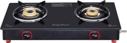 Suryaflame PNG (Pipeline Gas Stove) 2 YearDoorstep Service Glass Manual Gas Stove