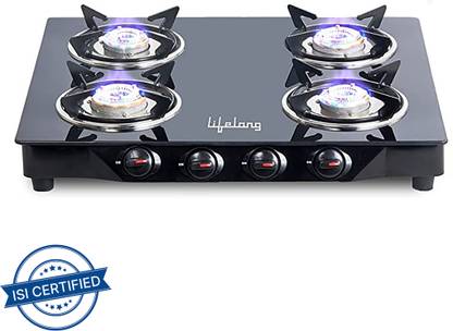 Lifelong ISI Certified Glass Manual Gas Stove  (4 Burners) at Rs. 2099