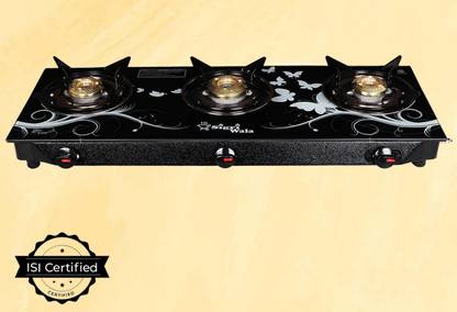 Sigri-wala Surya ISI Certified Toughened Glass Door Step Warranty Glass Manual Gas Stove  (3 Burners) at Rs. 1399