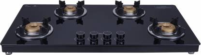 Elica Slimmest 904 CT VETRO 2J (TKN CROWN DT MI) with Drip Tray & Forged Brass Burner Glass Manual Gas Stove