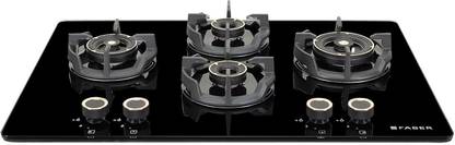 FABER HOB EXPERIA HT904 ALU AI FFD|Flame Failure Device| 4 Brass Burners Glass Automatic Hob