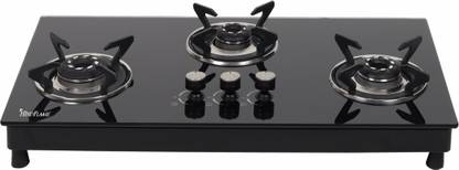 Hindflame 3 Burner Black Bird 003 HobTop Glass Manual Hob