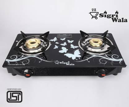 Sigri-wala Surya Toughened Glass Door Step Steel Manual Gas Stove  (2 Burners)