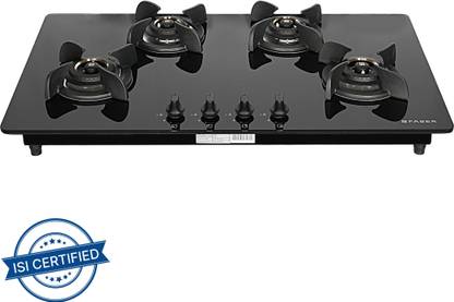 FABER ULTIMA HT904 CRS BR CI AI |Cast iron pan support|Brass burners|FFD| Glass Automatic Hob