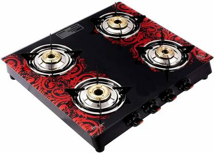 Sigri-wala QUAD MAGIC 4B RED Glass Manual Gas Stove