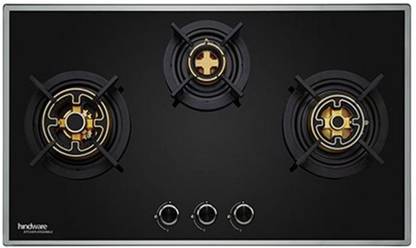 Hindware SIENA 3B 78 | Dual Brass Burners | Auto Ignition | FFD | Metal Knobs | Built in Glass Automatic Hob