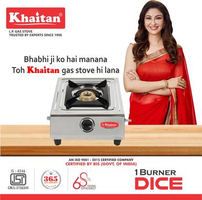 Khaitan Khaitan 1 Burner BP DICE BF Stainless Steel Manual Gas Stove