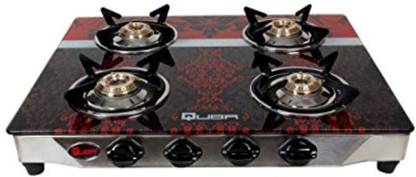 Quba S4 Supreme Auto Ignition 4 Burner Toughened Glass Gas Stove ( 2 Big, 2 Small ) Glass Automatic Gas Stove
