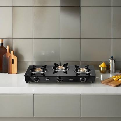 Sunflame Diamond 3 Burner Gas Stove Glass Manual Gas Stove