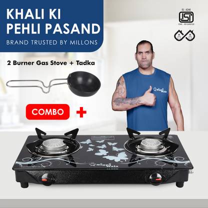 Sigri-wala Surya Primecook Manual Cute Blkd Design Combo Tadka pan Glass Manual Gas Stove