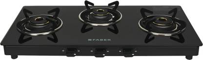 FABER COOKTOP MIST 3BB AURA|Powder Coated Pan Support |Nylon Knobs|Spill Proof| Glass Manual Gas Stove