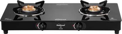 Sunflame LPG STOVE CRYSTAL 2 BURNER BLACK Glass Manual Gas Stove