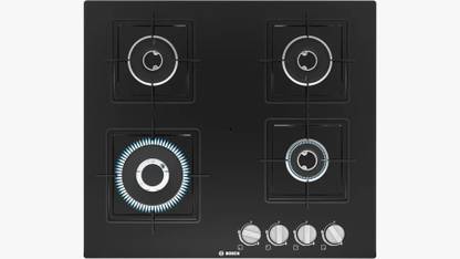 BOSCH Built in Series 4 Gas hob 60 cm Tempered glass, Black PNH6B6B12I Glass Automatic Hob