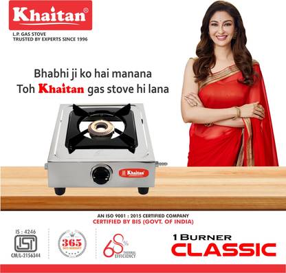Khaitan 1 Burner Classic Stainless Steel Manual Gas Stove  (1 Burners)