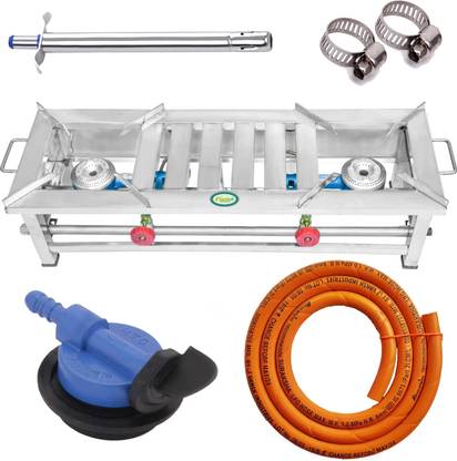 flamo Flamo 2 burner Fitting Stainless Steel gas BHATTI Stainless Steel Manual Gas Stove
