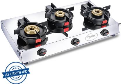 Prestige Svachh Perfect 3B with Liftable Burners Auto Ignition Stainless Steel Manual Gas Stove