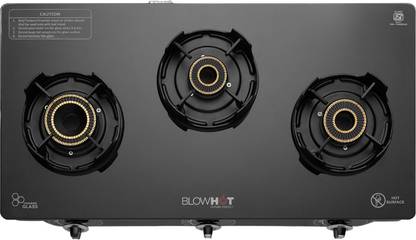 BLOWHOT Heavy Tornado Brass Toughened Glass Top, 2 Year Warranty Glass, Iron Automatic Gas Stove