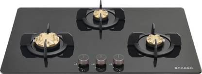 FABER PRIME HT783 CRS BR CI AI | Brass burners | Metal Knobs | cast iron pan support | Glass Automatic Hob