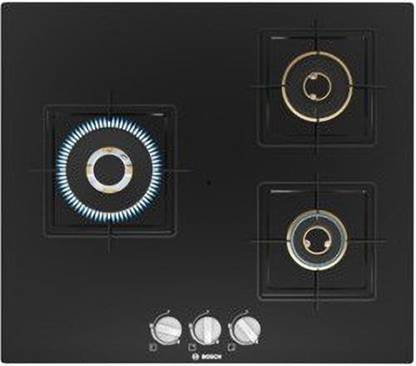BOSCH Built-in Gas Hob Black Tempered Glass 3 Burner 60cm True brass(PNC6B6F10I) Glass Automatic Hob