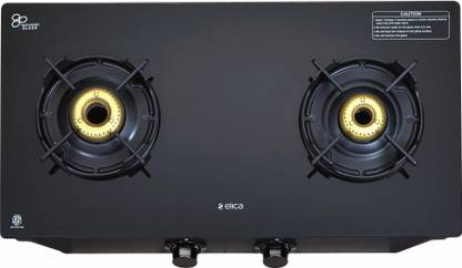 Elica CREST 266 NERO Glass Manual Gas Stove